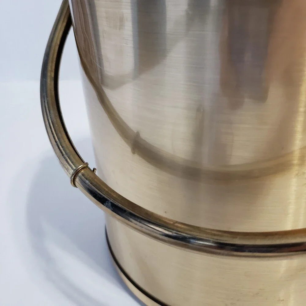 Ice Bucket Gold-toned Handle Acrylic Lid 8 x 8 Inches Round Unbranded Vintage